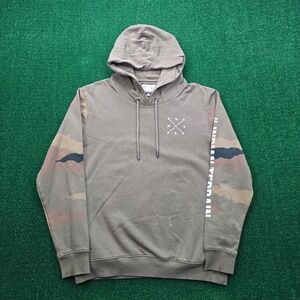 Indian Terrain Hoodie Sweatshirt Mens Large Brown Camo Sleeve Pullover Casual